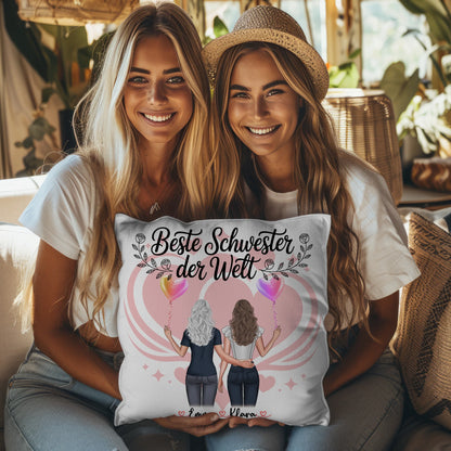 Beste Schwester der Welt Foto Kissen Mit Namen mit Foto, Namen, Wunschtext