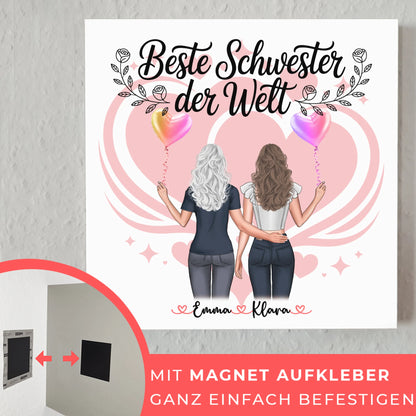 Magnet Poster Wandbild Fotocollage Schwester 2 Clipart-Frauen & Wunschtext