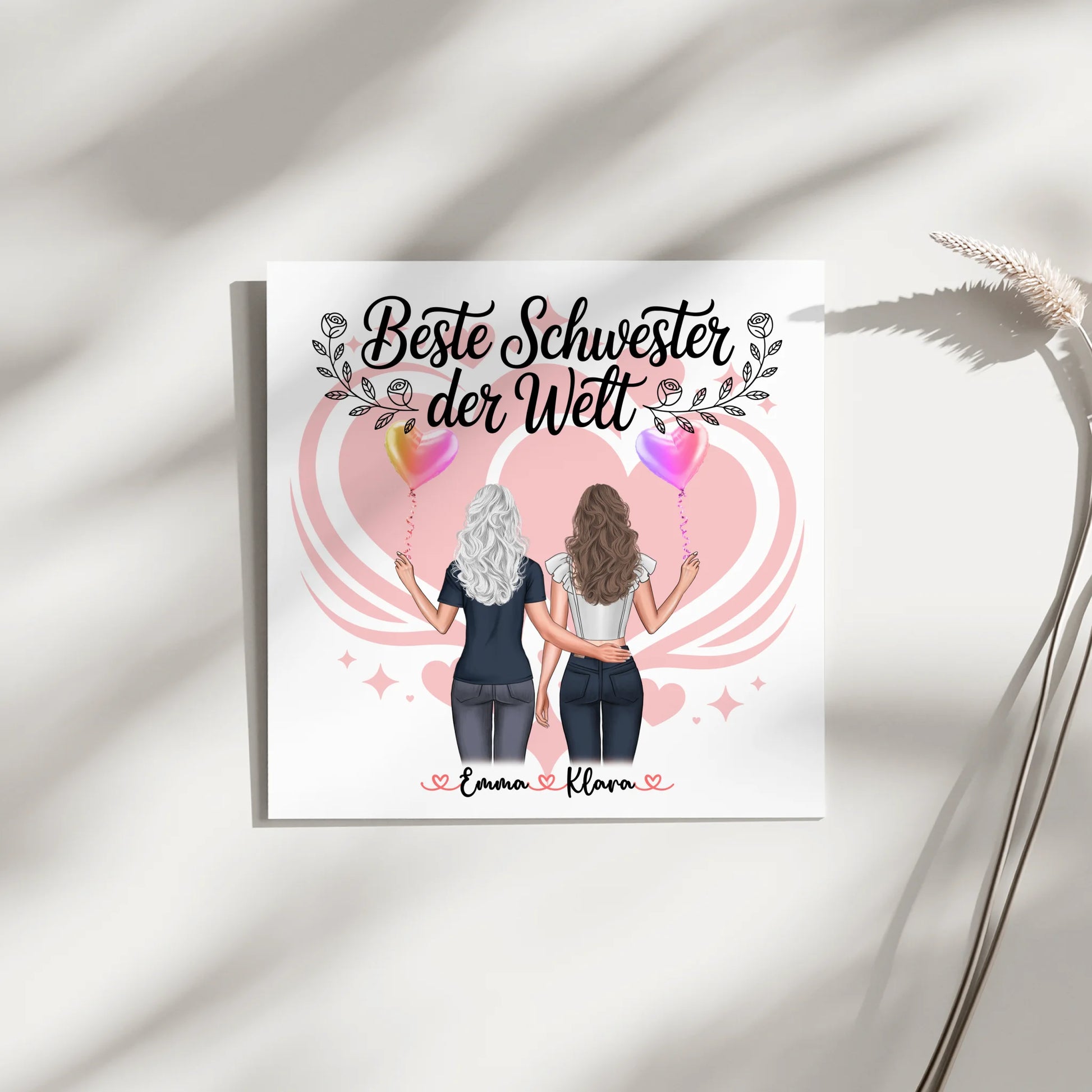 Leinwand Schwester personalisiert mit 2 Clipart Frauen - Beste Schwester der Welt 4