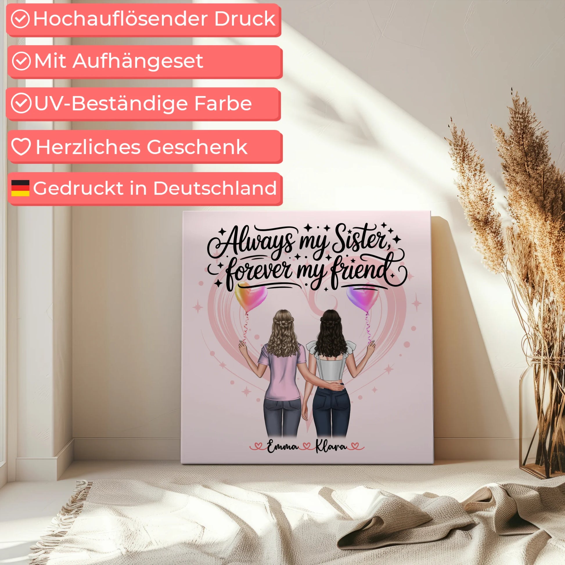 Leinwand Schwester personalisiert 2 Clipart Frauen, Namen & Spruch Always my sister 5