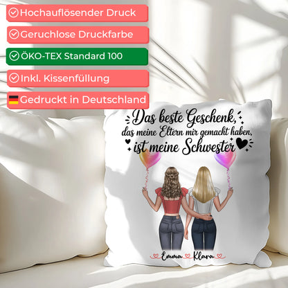 Kissen Mit Spruch Schwester mit Wunschtext, Namen & Clipart