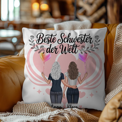 Beste Schwester der Welt Foto Kissen Mit Namen mit Foto, Namen, Wunschtext