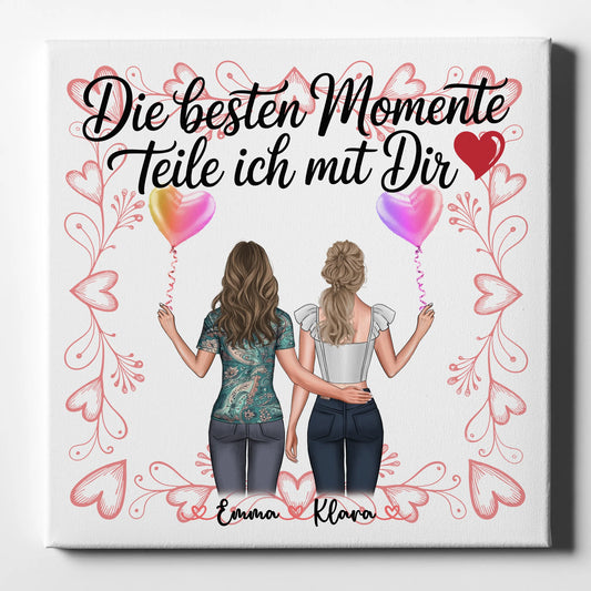 Personalisierte Leinwand Schwester Beste Momente mit dir 2 Clipart Frauen & Namen 1