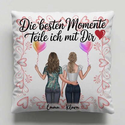 Kissen Beste Schwester mit Namen und 2 Clipart Frauen und eigenem Spruch