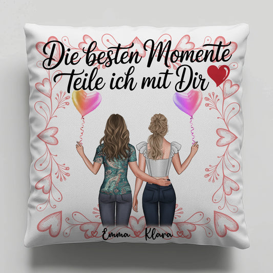 Kissen Beste Schwester mit Namen und 2 Clipart Frauen und eigenem Spruch
