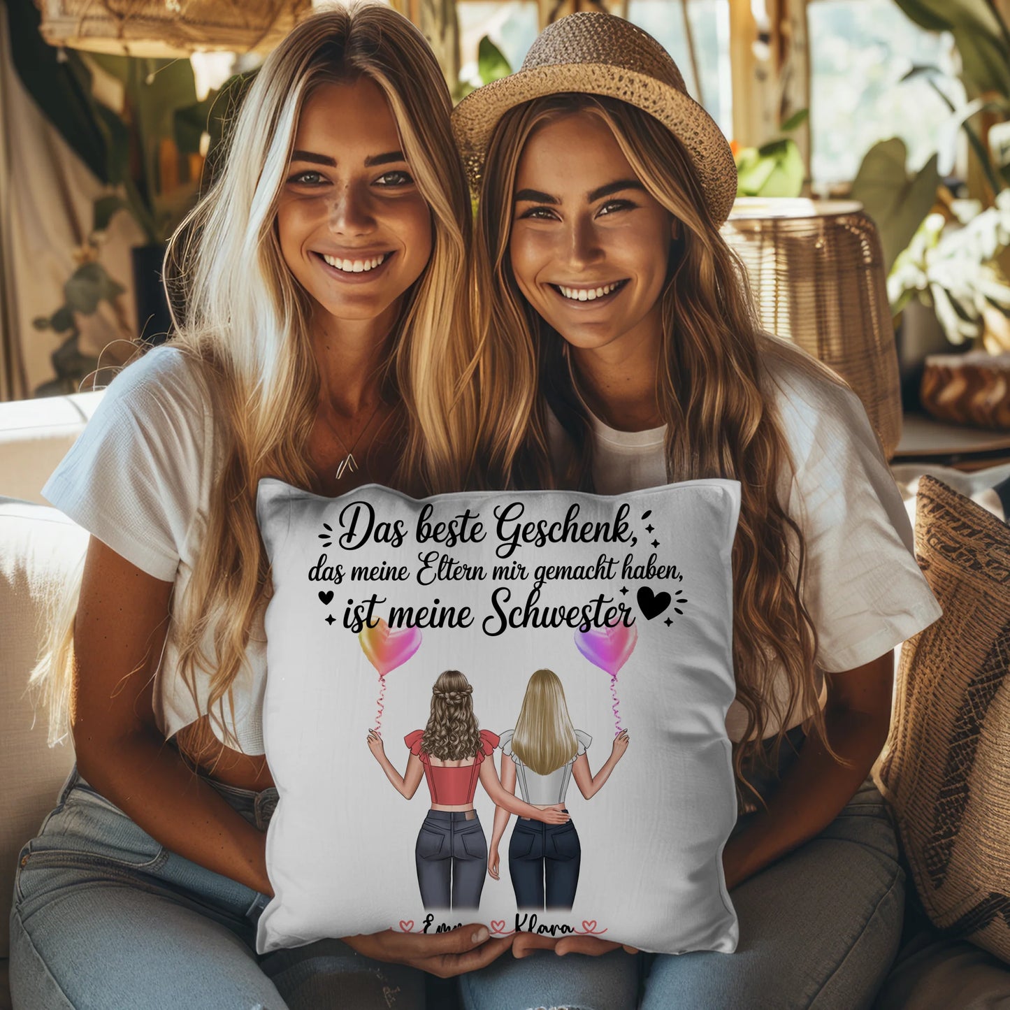 Kissen Mit Spruch Schwester mit Wunschtext, Namen & Clipart