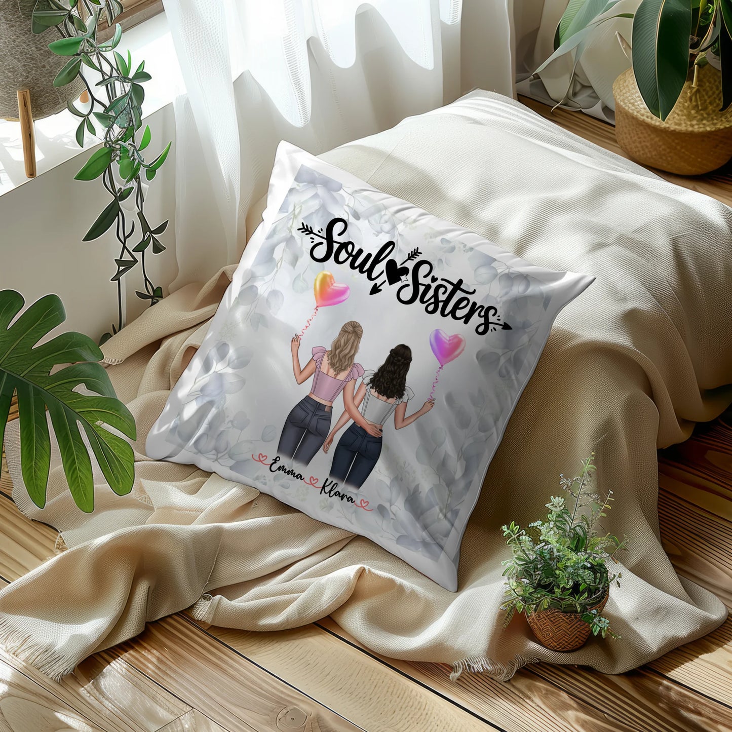 Foto Kissen Mit Namen Beste Freundin 2 Clipart Frauen, Hintergrund & Wunschtext