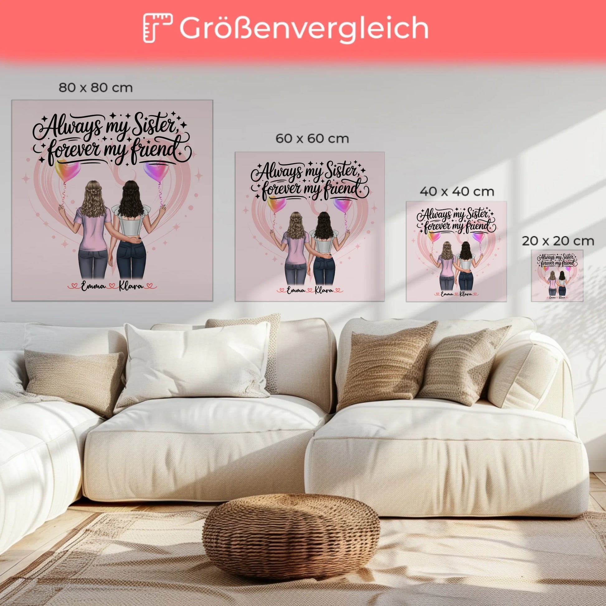 Leinwand Schwester personalisiert 2 Clipart Frauen, Namen & Spruch Always my sister 6