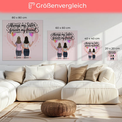 Leinwand Schwester personalisiert 2 Clipart Frauen, Namen & Spruch Always my sister 6