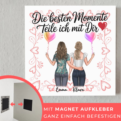 Magnetposter Fotoboard Schwester Beste Momente mit dir 2 Clipart Frauen & Wunschtext