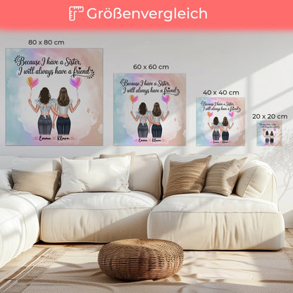Personalisierte Leinwand Schwester - 2 Clipart Frauen, Namen, Hintergrund & Wunschtext 6
