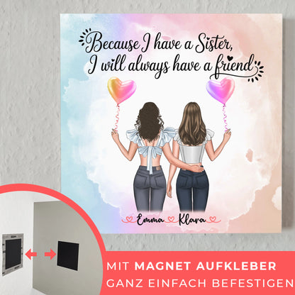 Magnet Poster Wandbild Fotocollage Schwester personalisiert mit 2 Clipart Frauen & Spruch