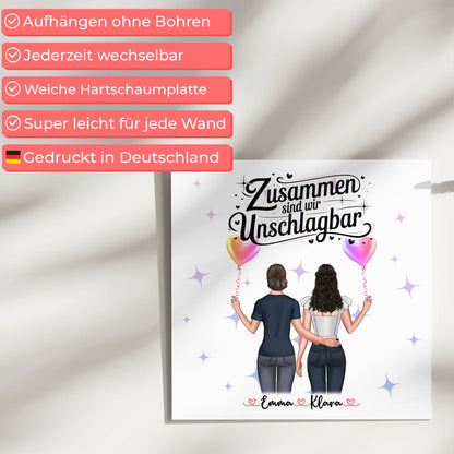 Fotoboard beste Freundin personalisierbar mit 2 Clipart Frauen & Namen