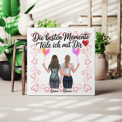 Personalisierte Leinwand Schwester Beste Momente mit dir 2 Clipart Frauen & Namen 3