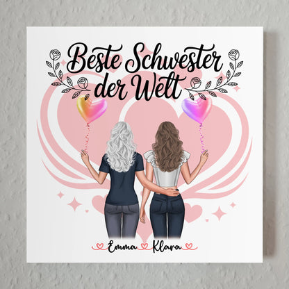 Magnet Poster Wandbild Fotocollage Schwester 2 Clipart-Frauen & Wunschtext