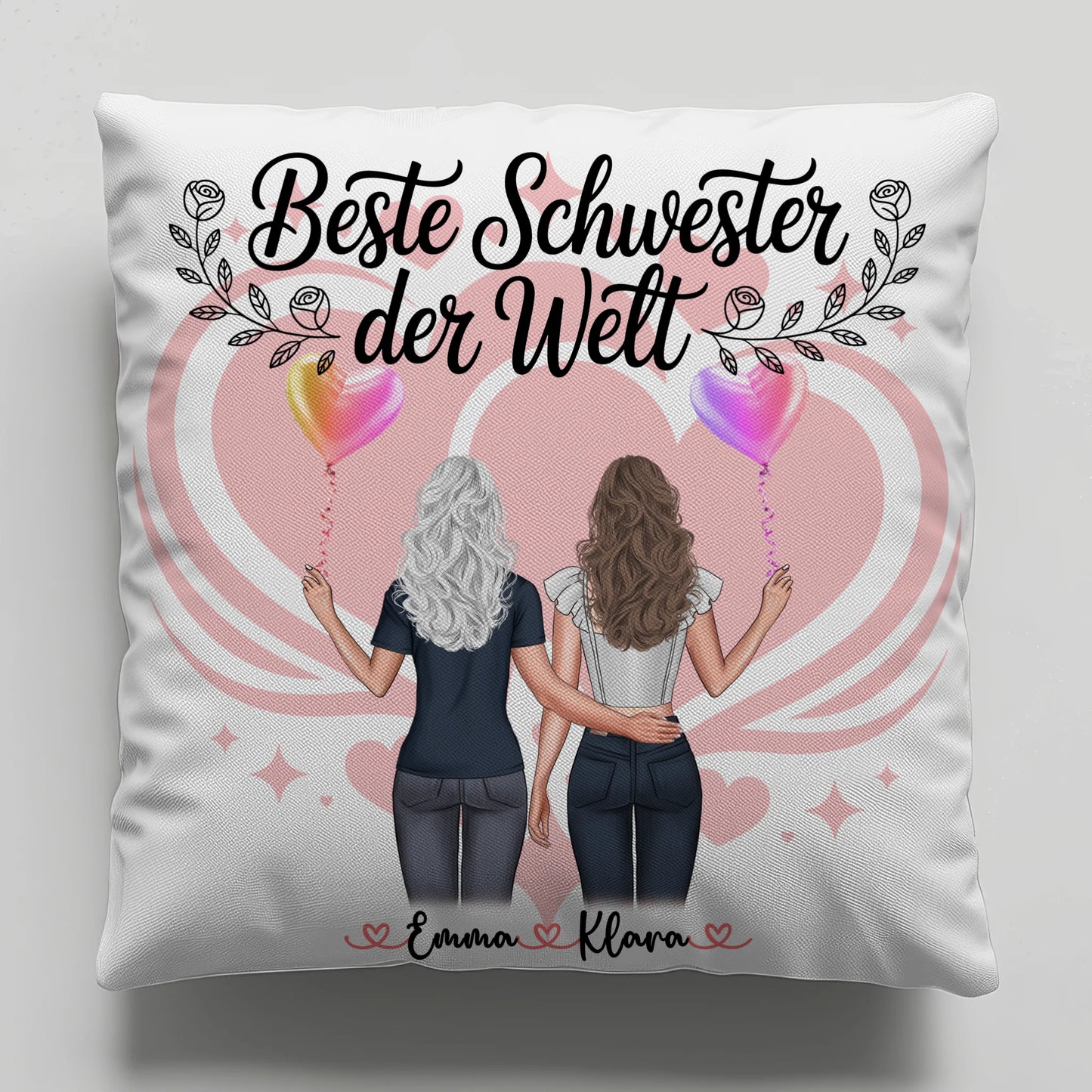 Beste Schwester der Welt Foto Kissen Mit Namen mit Foto, Namen, Wunschtext