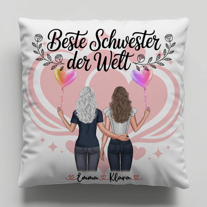 Beste Schwester der Welt Foto Kissen Mit Namen mit Foto, Namen, Wunschtext