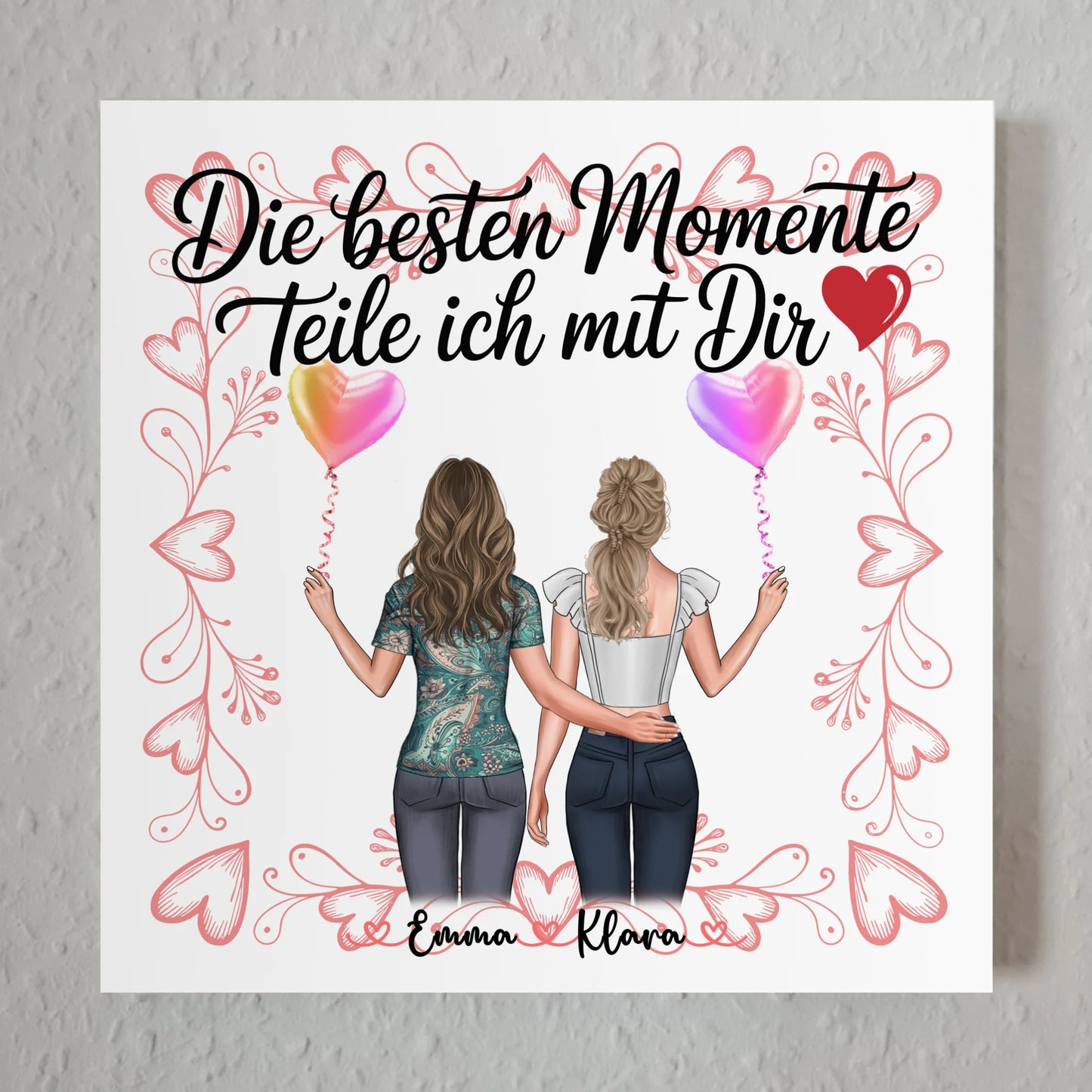 Magnetposter Fotoboard Schwester Beste Momente mit dir 2 Clipart Frauen & Wunschtext