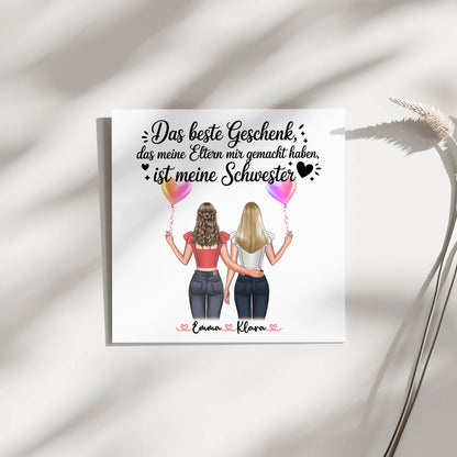 Personalisierte Leinwand Schwester mit 2 Clipart Frauen, Namen 4