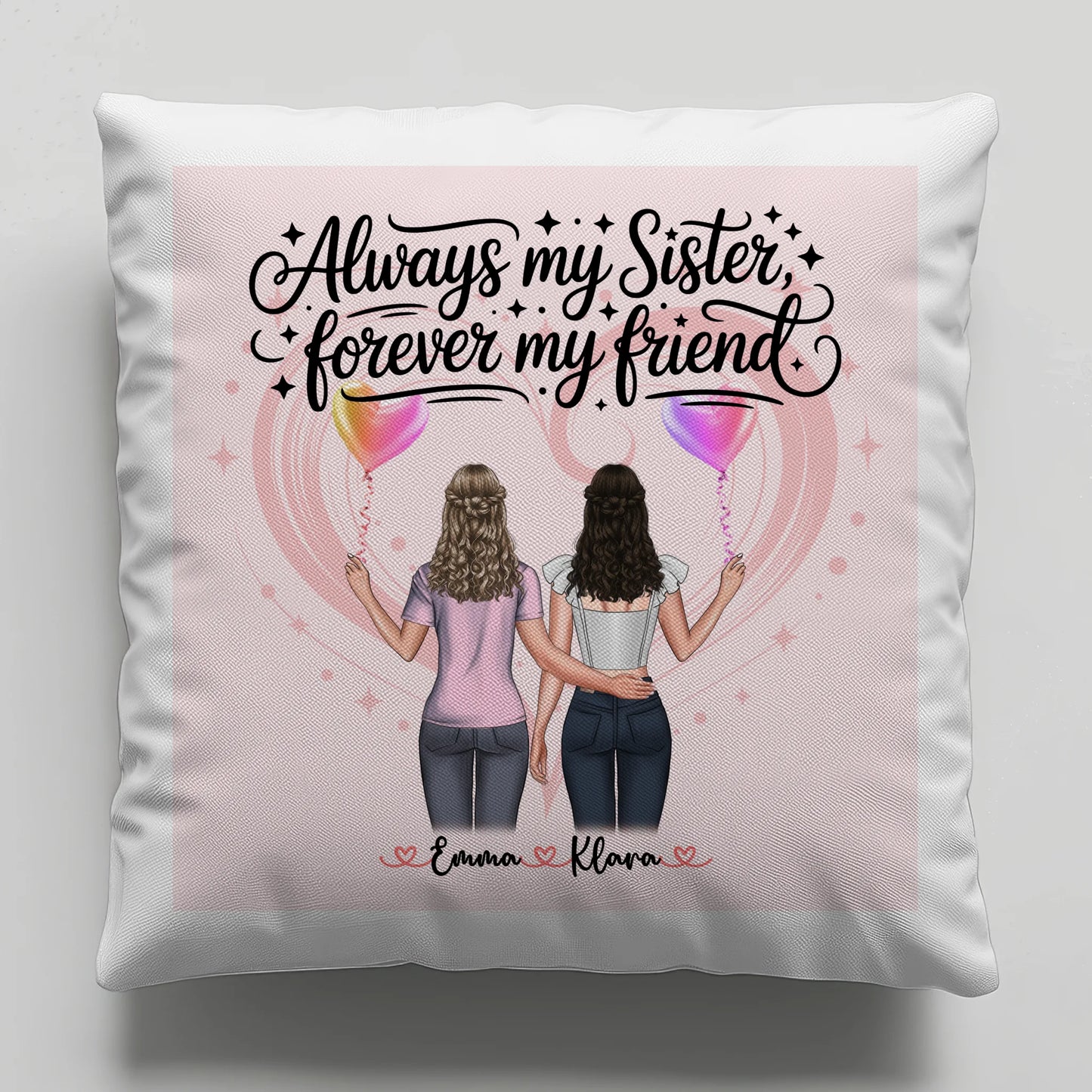 Foto Kissen Mit Namen Schwester - Always my sister forever my friend mit 2 Clipart Frauen