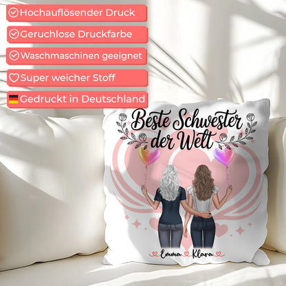Beste Schwester der Welt Foto Kissen Mit Namen mit Foto, Namen, Wunschtext