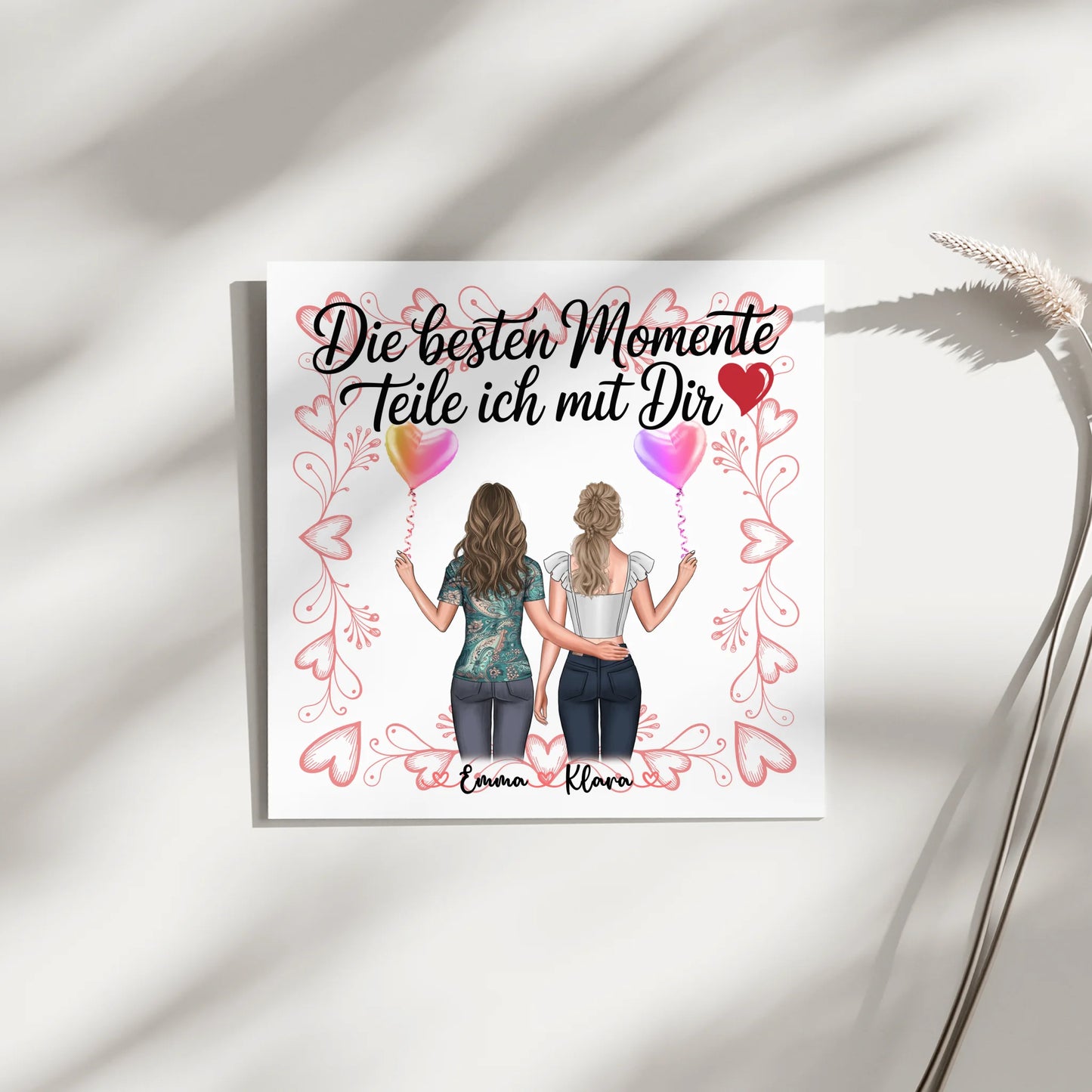 Magnetposter Fotoboard Schwester Beste Momente mit dir 2 Clipart Frauen & Wunschtext