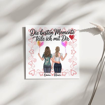 Magnetposter Fotoboard Schwester Beste Momente mit dir 2 Clipart Frauen & Wunschtext