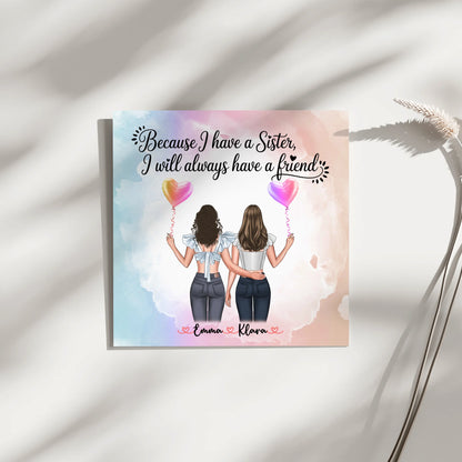 Magnet Poster Wandbild Fotocollage Schwester personalisiert mit 2 Clipart Frauen & Spruch