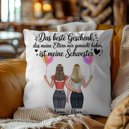 Kissen Mit Spruch Schwester mit Wunschtext, Namen & Clipart