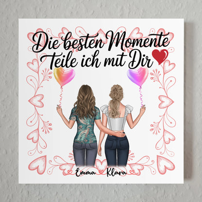 Magnetposter Fotoboard Schwester Beste Momente mit dir 2 Clipart Frauen & Wunschtext