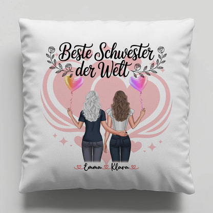 Beste Schwester der Welt Foto Kissen Mit Namen mit Foto, Namen, Wunschtext