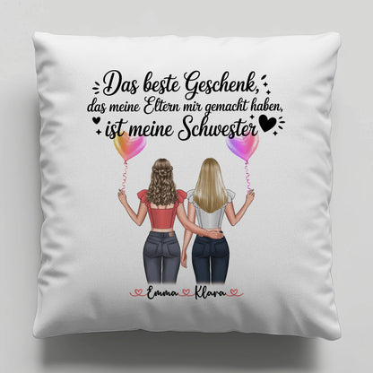 Kissen Mit Spruch Schwester mit Wunschtext, Namen & Clipart