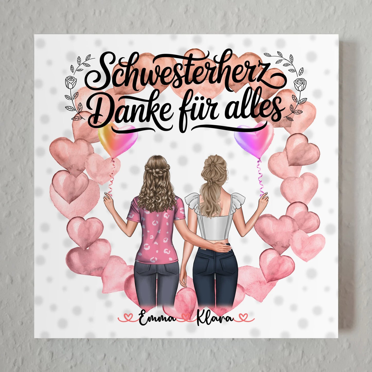 Magnetposter Schwesterherz Danke für Alles mit 2 Clipart Frauen