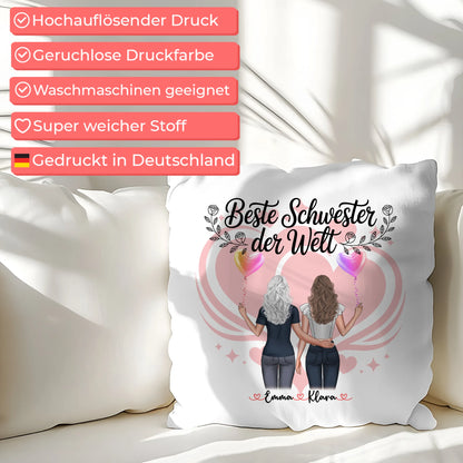 Beste Schwester der Welt Foto Kissen Mit Namen mit Foto, Namen, Wunschtext