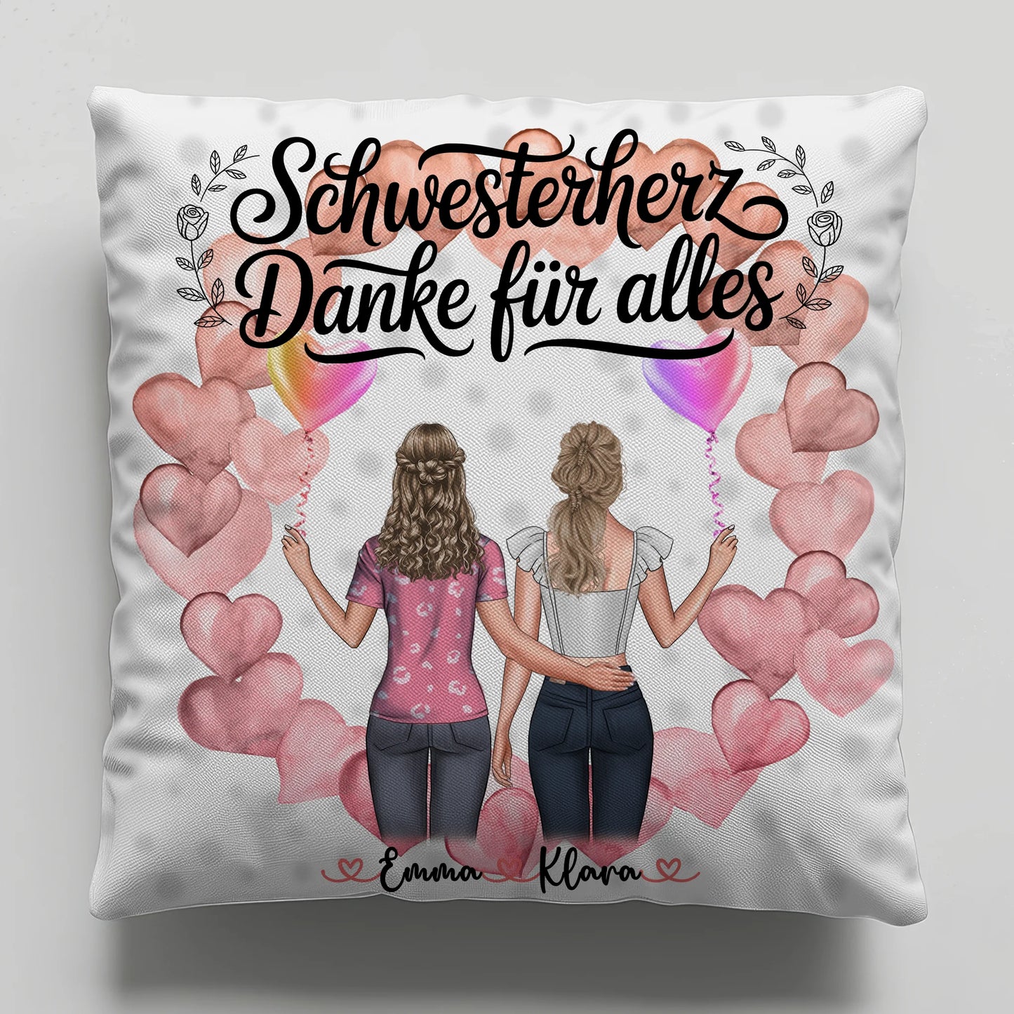 Kissen Mit Namen Schwesterherz Danke für Alles mit Clipart& Wunschtext