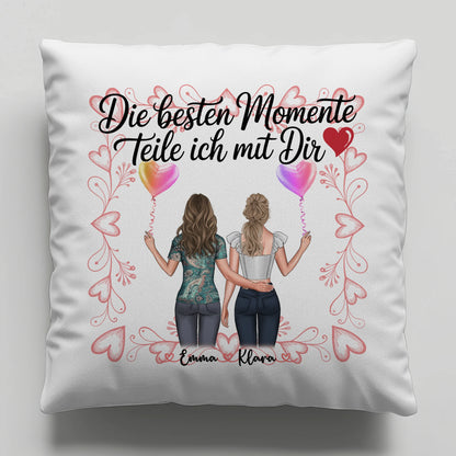 Kissen Beste Schwester mit Namen und 2 Clipart Frauen und eigenem Spruch