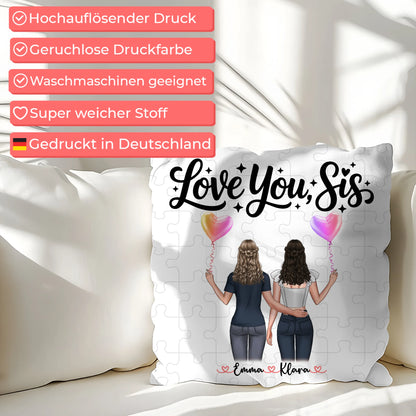 Foto Kissen Mit Namen personalisierbar Schwester mit 2 Clipart Frauen und Wunschtext