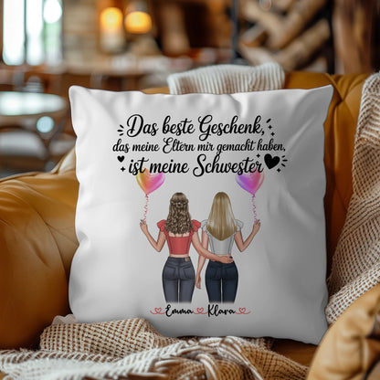 Kissen Mit Spruch Schwester mit Wunschtext, Namen & Clipart