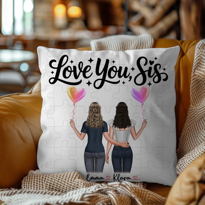 Foto Kissen Mit Namen personalisierbar Schwester mit 2 Clipart Frauen und Wunschtext