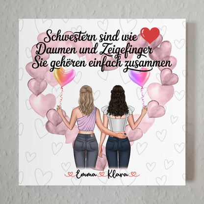 Fotoboard Magnetisch Schwestern personalisiert mit 2 Clipart Frauen und Namen