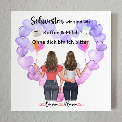 Fotoboard Personalisiert für Schwester - 2 Clipart Frauen & Namen