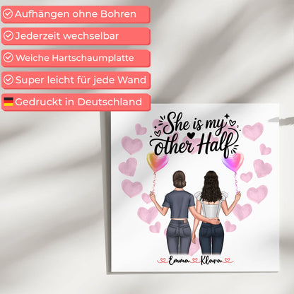 Fotoboard Magnetisch Schwester personalisierbar mit 2 Clipart Frauen, Namen & Wunschtext