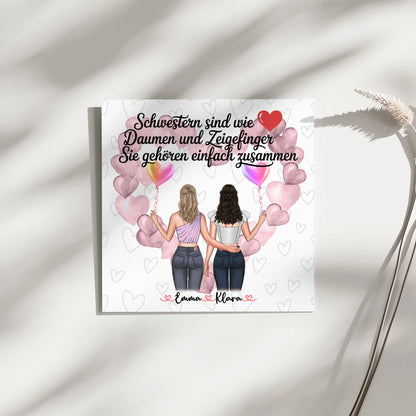 Leinwand Schwester personalisiert mit 2 Clipart Frauen Namen & Wunschtext 4