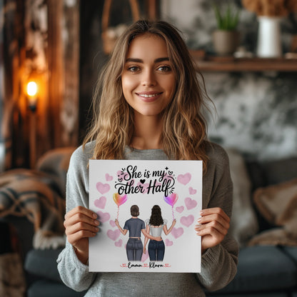 Fotoboard Magnetisch Schwester personalisierbar mit 2 Clipart Frauen, Namen & Wunschtext