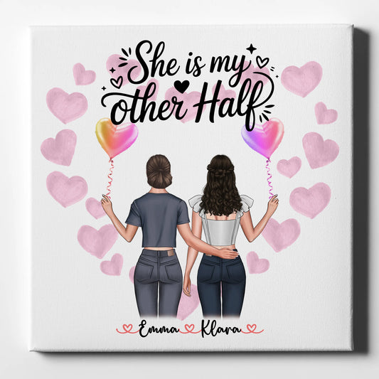 Leinwand Schwester personalisierbar mit 2 Clipart Frauen, Namen, Bild & Wunschtext 1