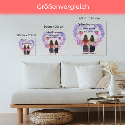 Fotoboard Personalisiert für Schwester - 2 Clipart Frauen & Namen