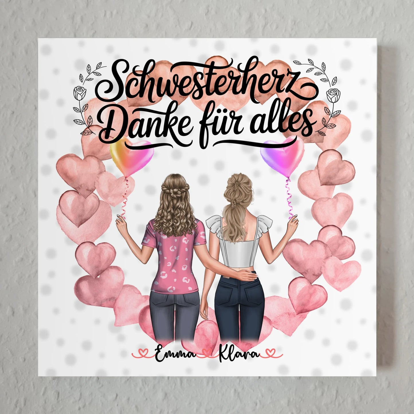 Magnetposter Schwesterherz Danke für Alles mit 2 Clipart Frauen