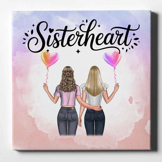 Personalisierte Leinwand Schwester mit 2 Clipart Frauen 1