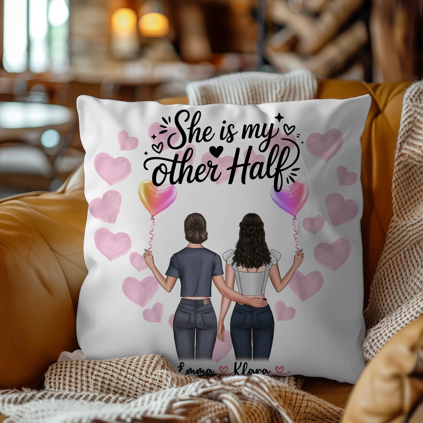 Kissen Große Schwester personalisiert mit 2 Clipart Frauen Namen Hintergrund & Wunschtext