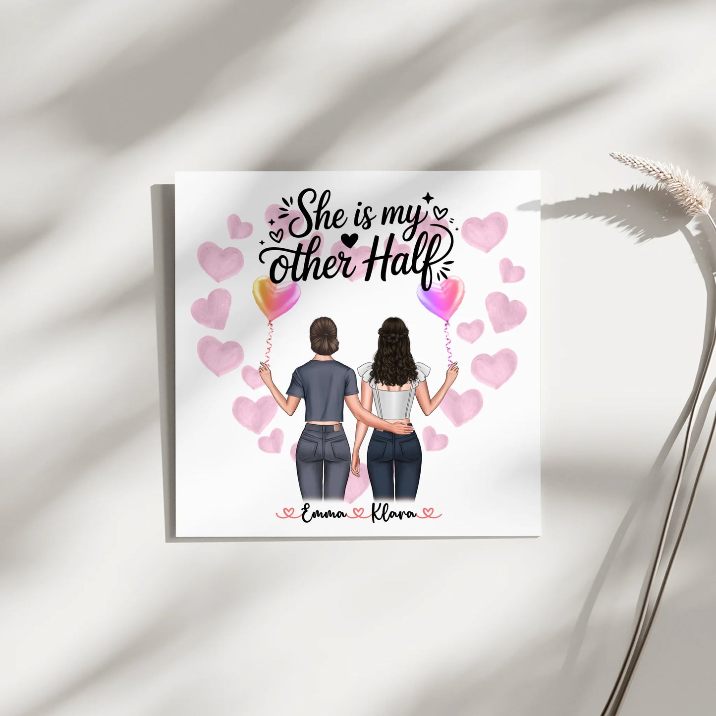 Leinwand Schwester personalisierbar mit 2 Clipart Frauen, Namen, Bild & Wunschtext 4